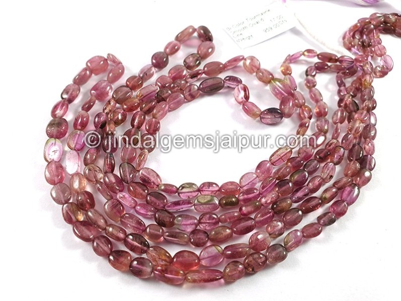 Bi Color Tourmaline Smooth Oval Shape Beads