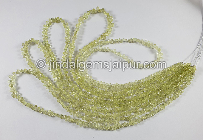 Swamp Green Sapphire Faceted Drops Shape Beads