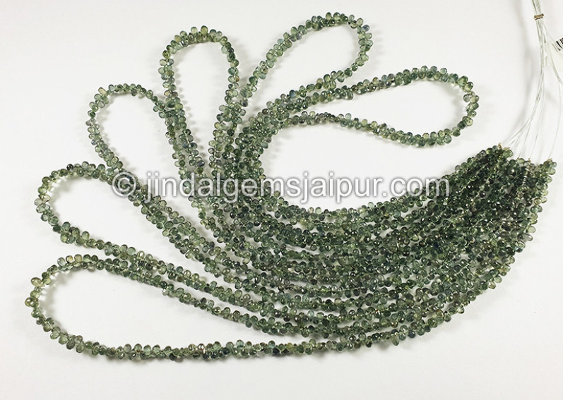 Green Sapphire Faceted Drops Beads