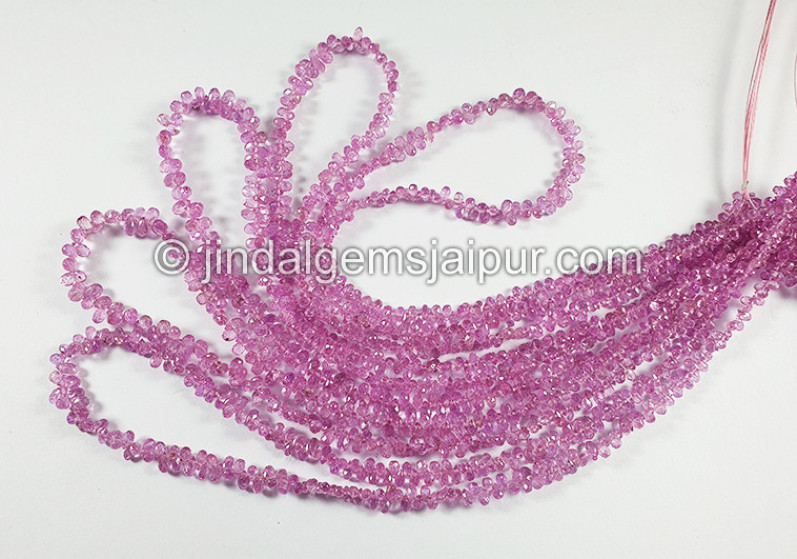 Pink Sapphire Faceted Drops Shape Beads