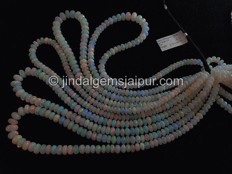White Ethiopian Opal Smooth Big Roundelle Shape Beads