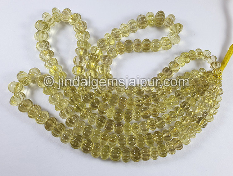 Lemon Quartz Carved Pumpkin Shape Beads