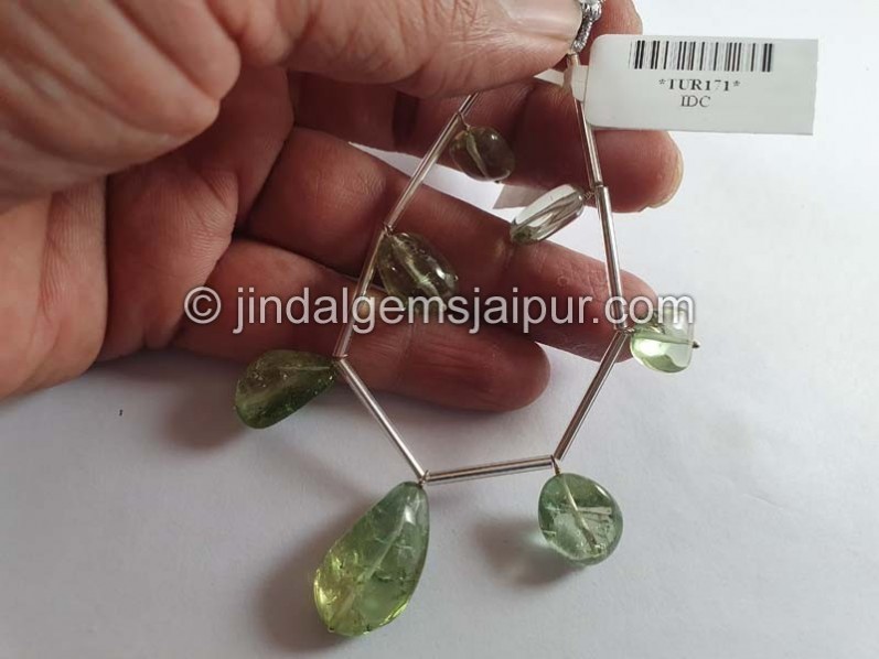 Bluish Green Tourmaline Smooth Nugget Beads
