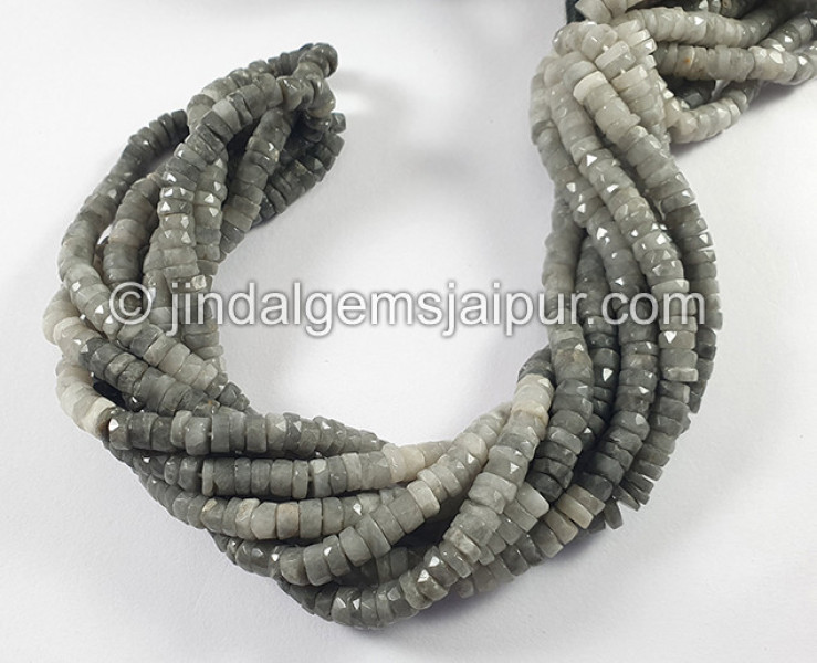 Grey Chrysoberyl Faceted Tyre Shape Beads