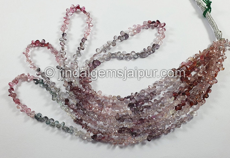 Multi Spinel Faceted Pear Shape Beads