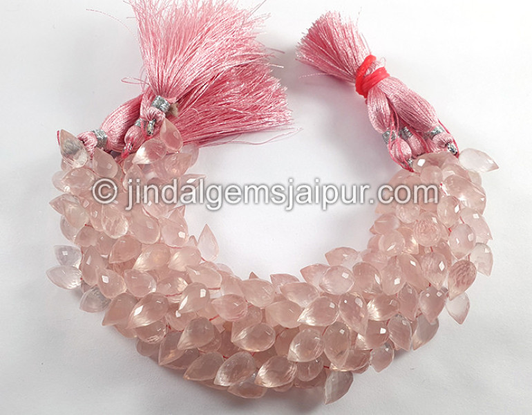 Rose Quartz Faceted Tulip Drops Shape Small Beads