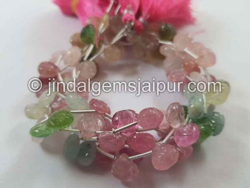 Afghan Tourmaline Carved Heart Beads