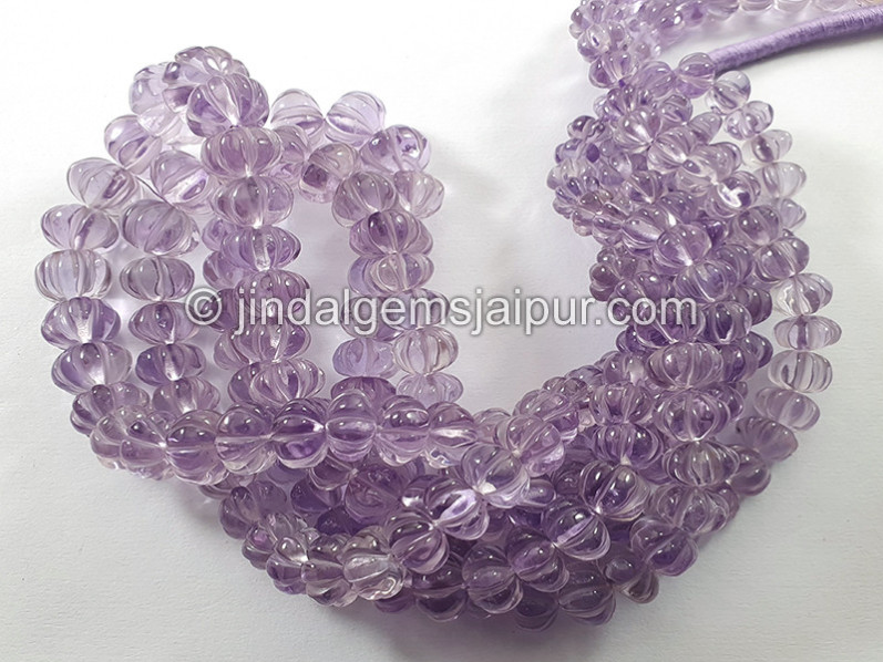 Pink Amethyst Carved Pumpkin Shape Light Beads