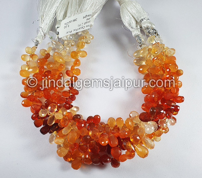 Fire Opal Faceted Pear Shape Small Beads