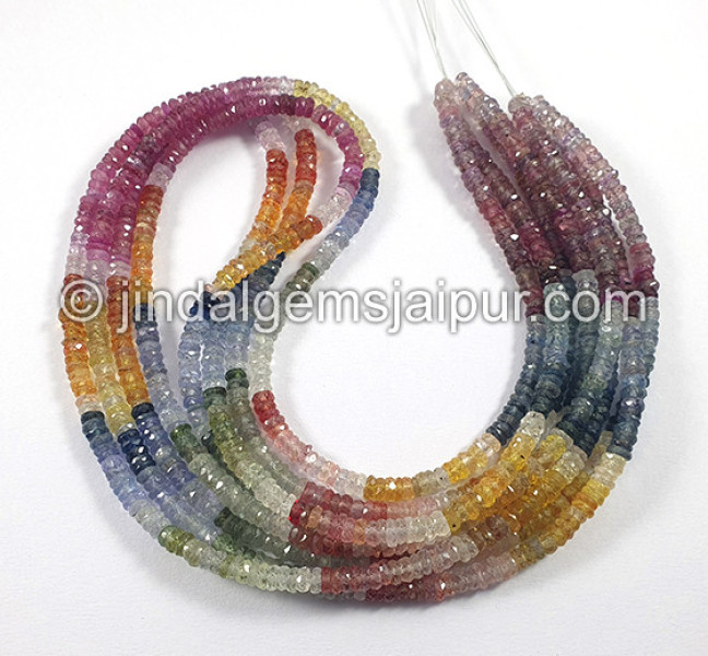 Multi Sapphire Faceted Tyre Shape Beads