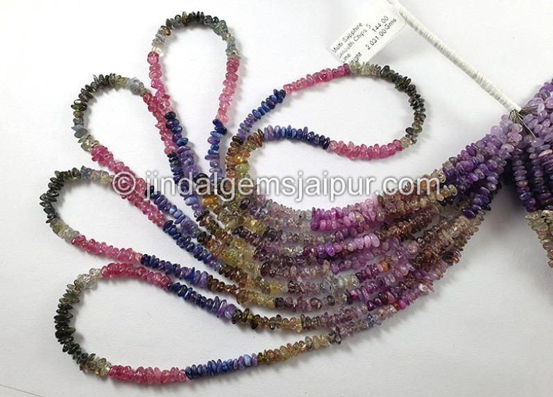 Multi Sapphire Smooth Chips Beads