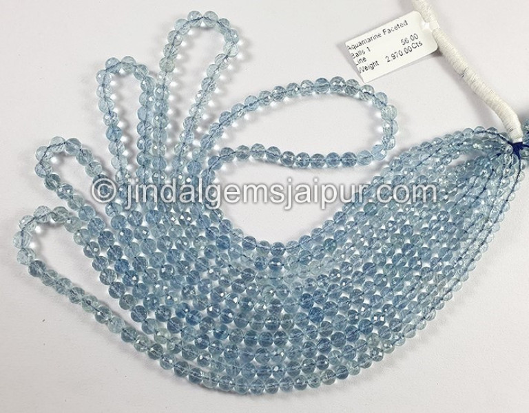 Aquamarine Faceted Balls Shape Beads