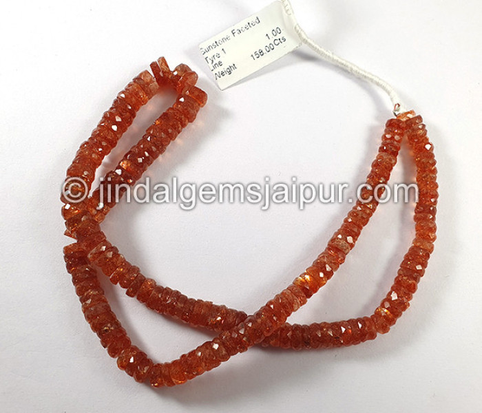 Sunstone Faceted Tyre Shape Beads