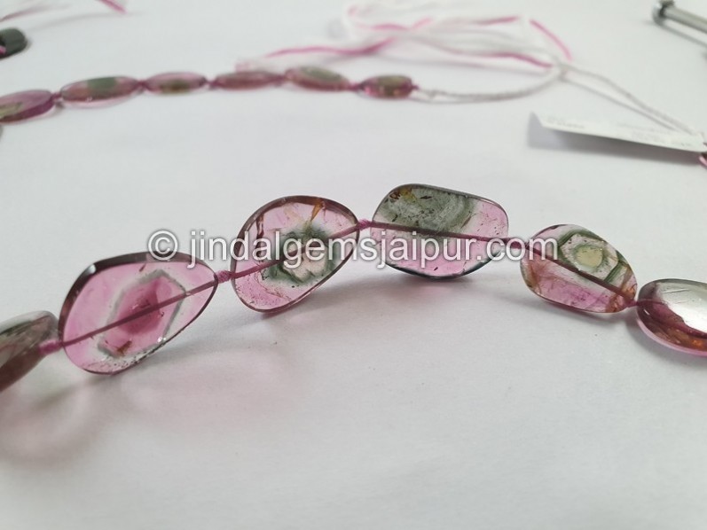 Watermelon Tourmaline Smooth Slices Beads