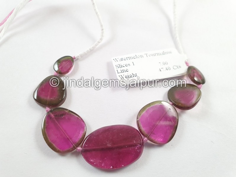 Watermelon Tourmaline Smooth Slices Beads