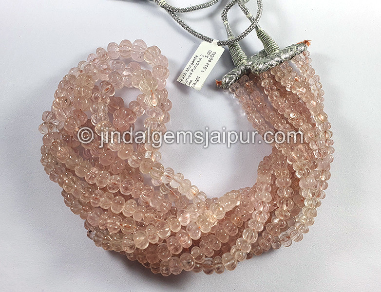 Peach Morganite Carved Pumpkin Shape Beads