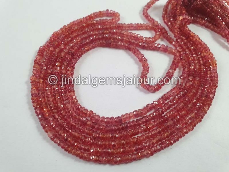 Red Padparadscha Sapphire Faceted Roundelle Beads