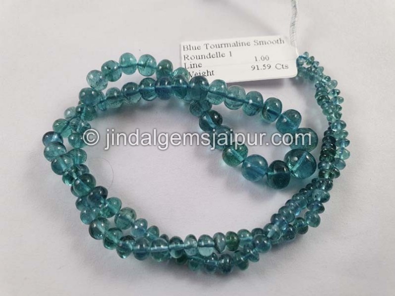 Blue Tourmaline Smooth Roundelle Beads