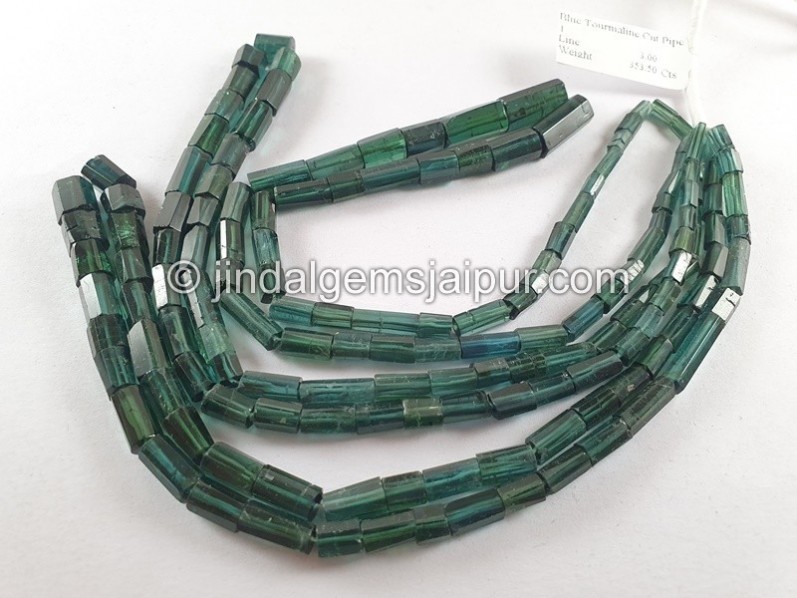 Blue Tourmaline Step Cut Pipe Beads