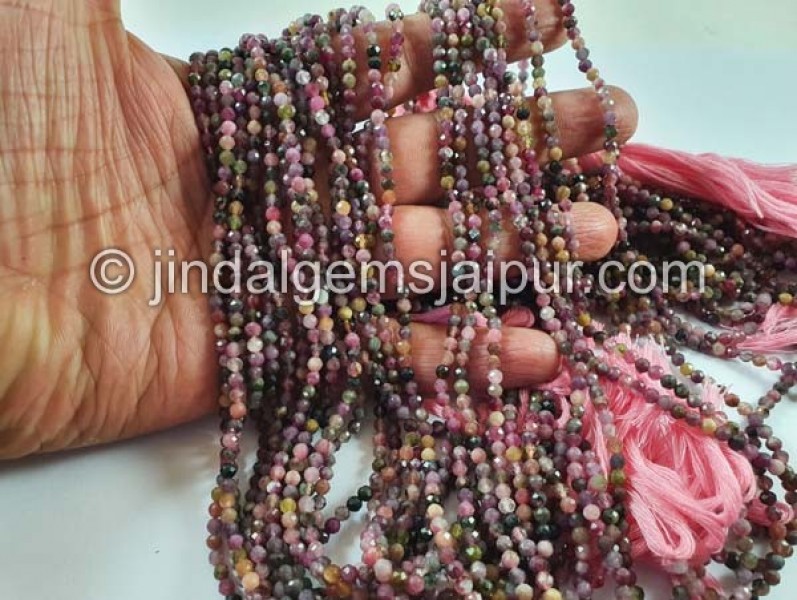 Tourmaline Multi Faceted Round Beads -- TURA498