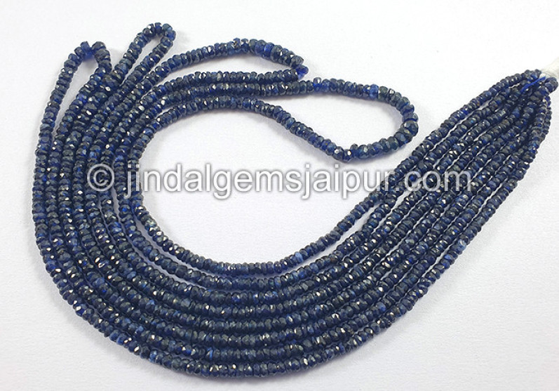 Blue Sapphire Faceted Roundelle Shape Beads