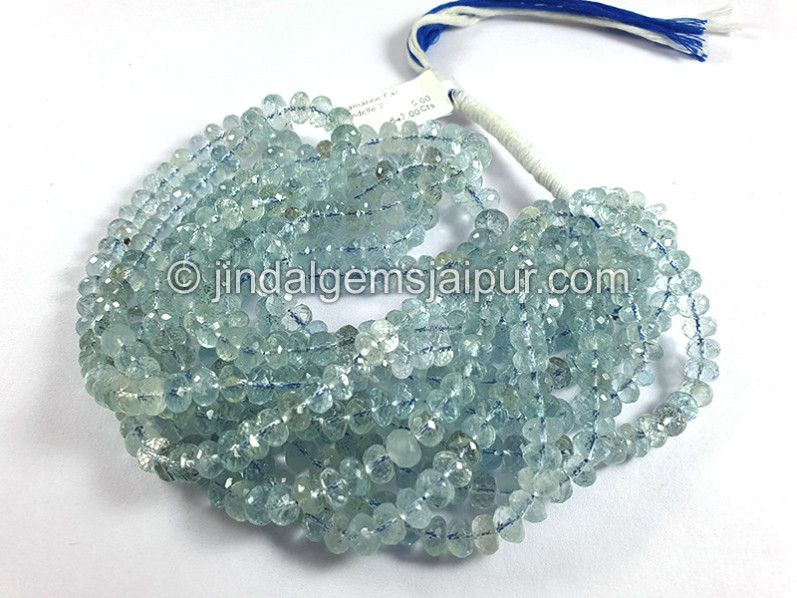 Aquamarine Faceted Roundelle Shape Beads