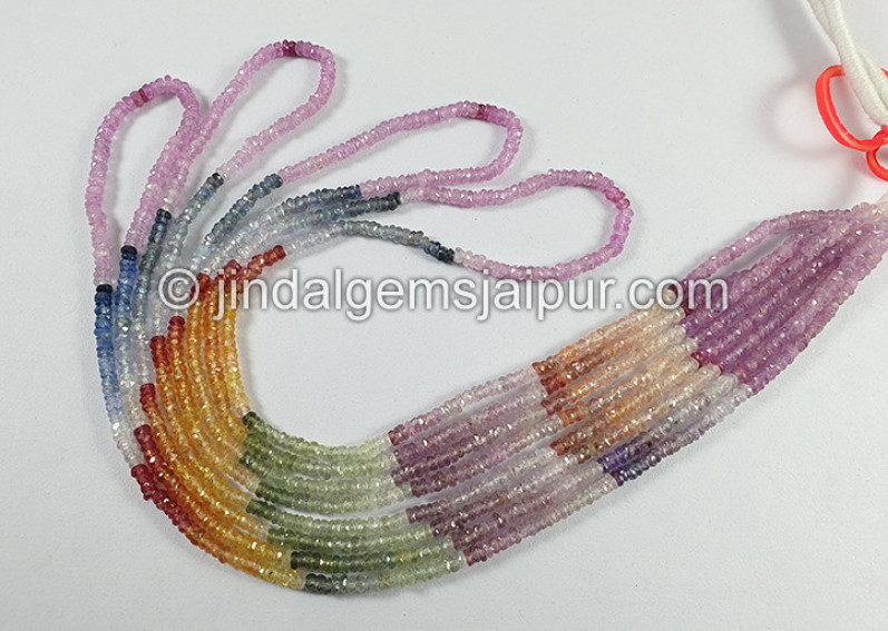 Multi Sapphire Faceted Roundelle Shape Beads