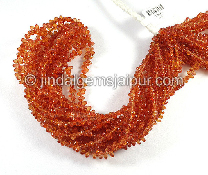 Red Sapphire Faceted Drops Shape Beads