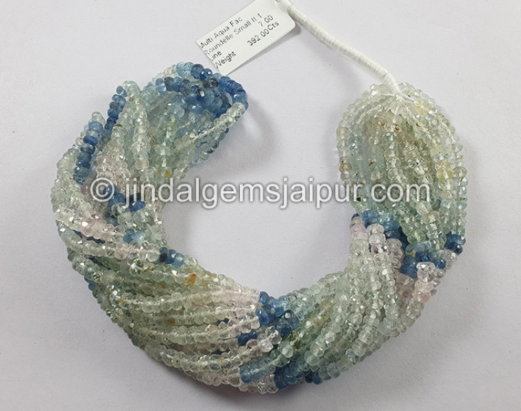 Multi Aquamarine Faceted Roundelle Shape Beads