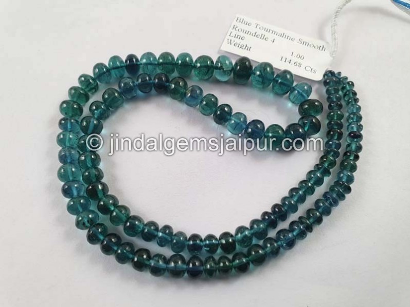 Blue Tourmaline Smooth Roundelle Beads