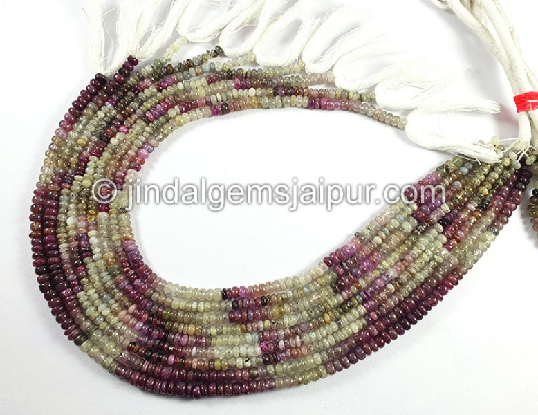 Natural Multi Sapphire Smooth Roundelle Shape Beads