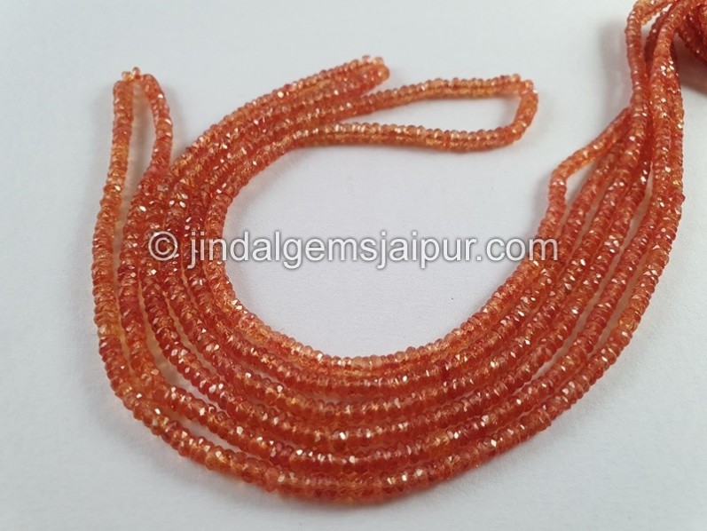 Orange Songea Sapphire Faceted Roundelle Beads -- SPPH173