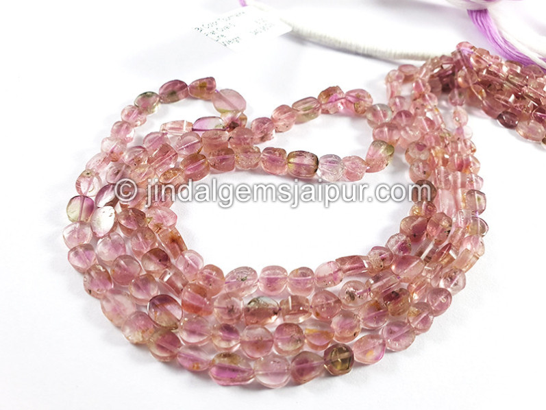 Bi Color Tourmaline Flat Oval Shape Beads