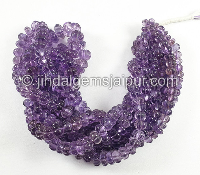 Amethyst Carved Pumpkin Shape Beads