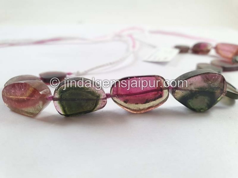 Watermelon Tourmaline Smooth Slices Beads