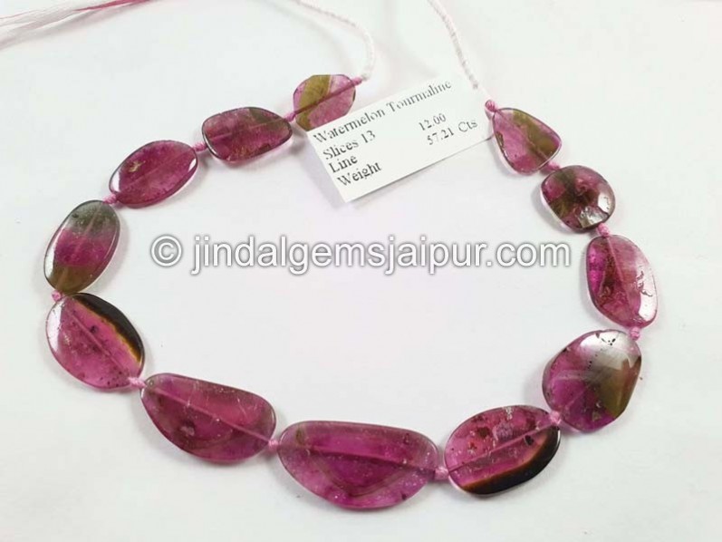 Watermelon Tourmaline Smooth Slices Beads