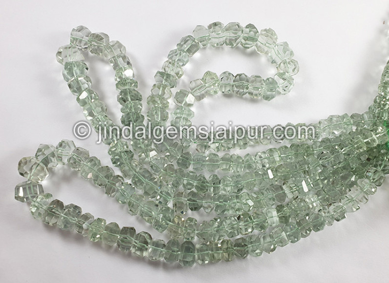 Green Amethyst Faceted Irregular Roundelle Beads