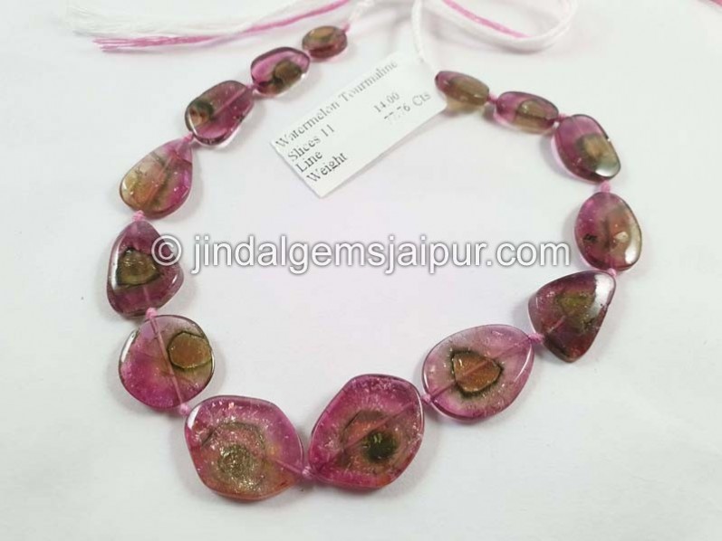 Watermelon Tourmaline Smooth Slices Beads