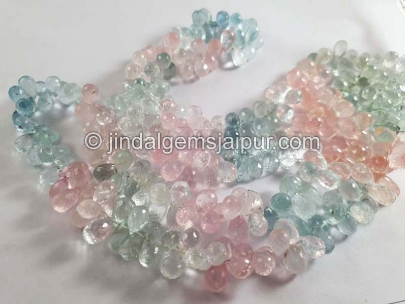 Multi Aquamarine Far Faceted Drops Shape Beads