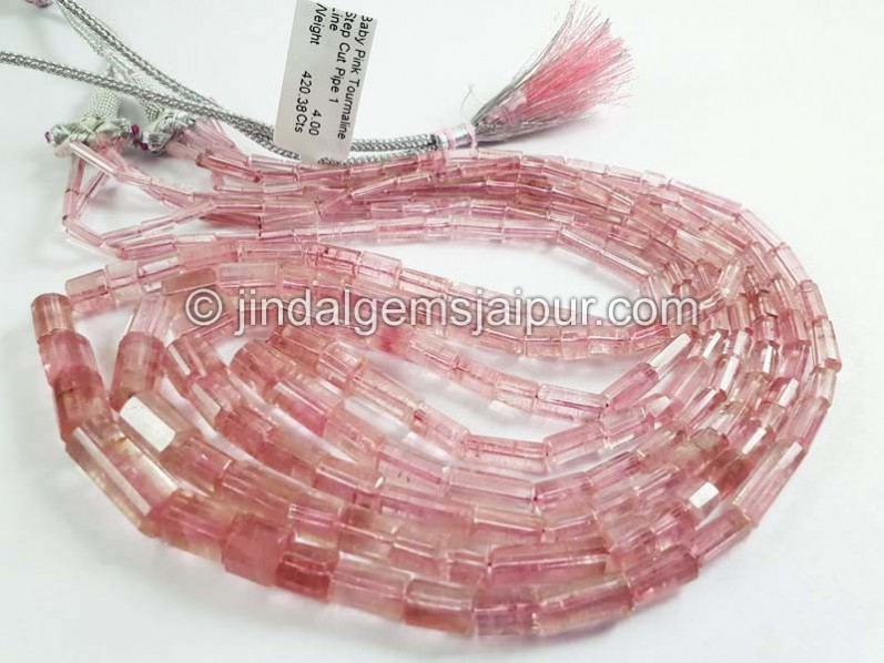 Baby Pink Tourmaline Step Cup Pipe Shape Beads