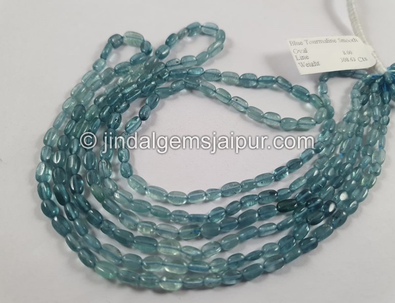 Blue Tourmaline Smooth Oval Beads