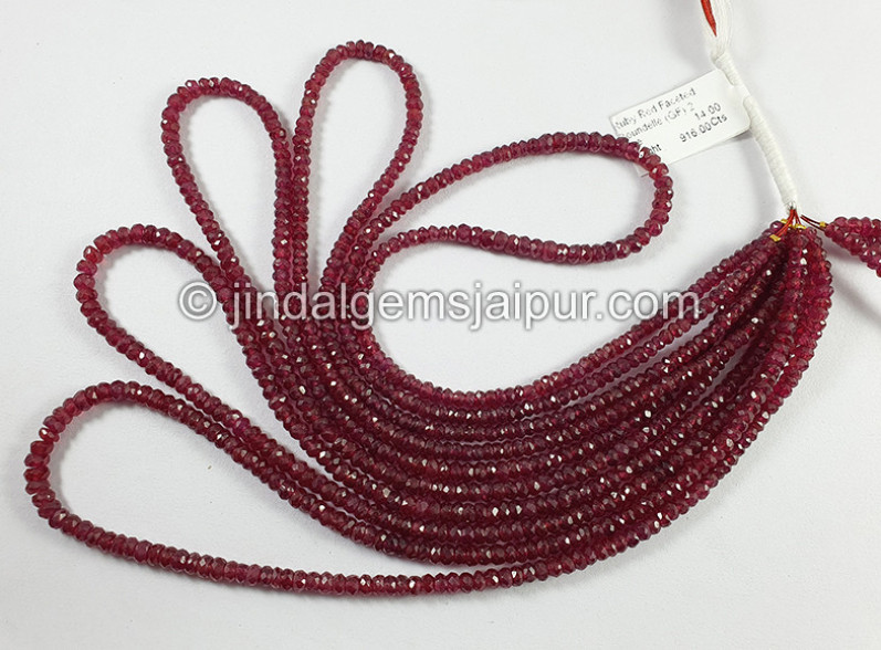 Ruby Red Faceted Roundelle Shape Beads