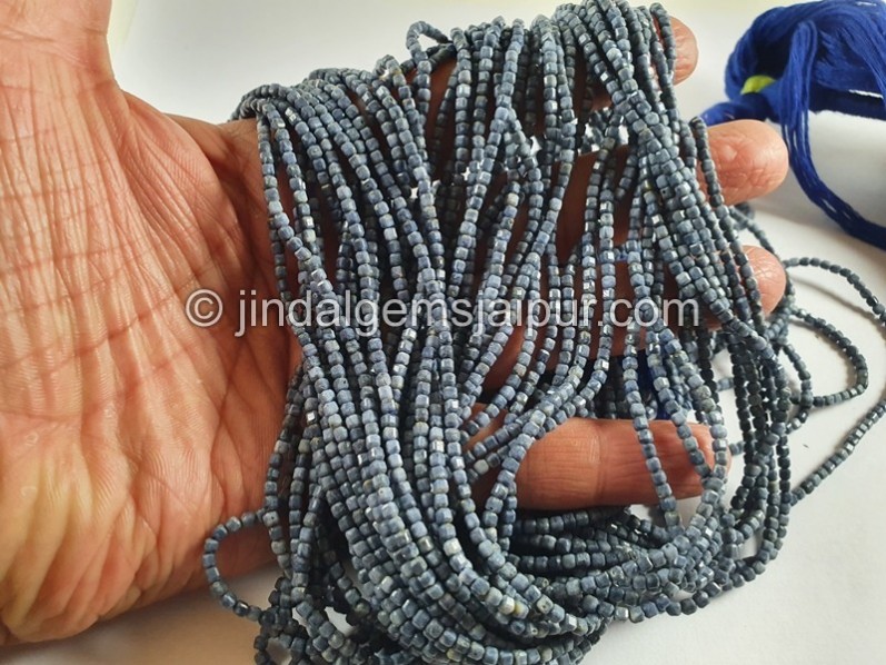 Blue Sapphire Cut Cube Beads -- SPPH171