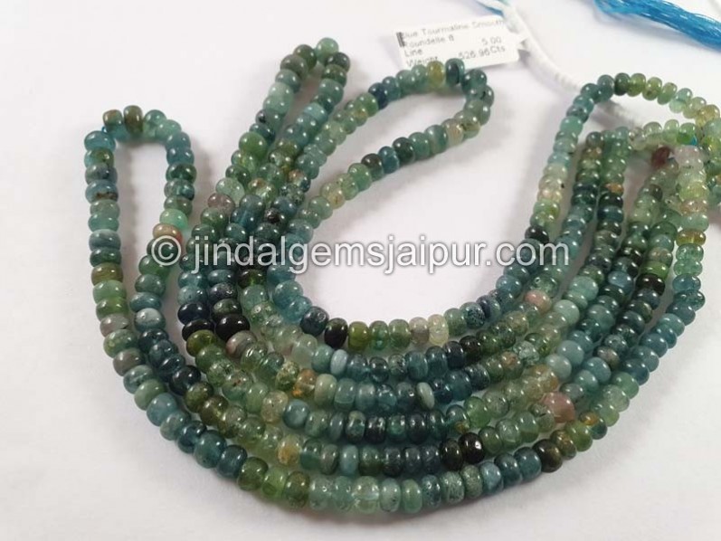 Blue Tourmaline Shaded Smooth Roundelle Beads