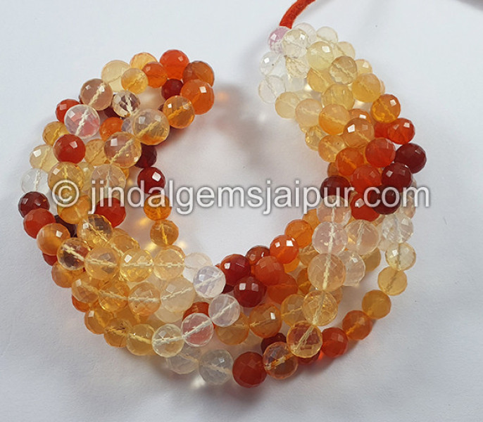Fire Opal Faceted Round Balls Beads