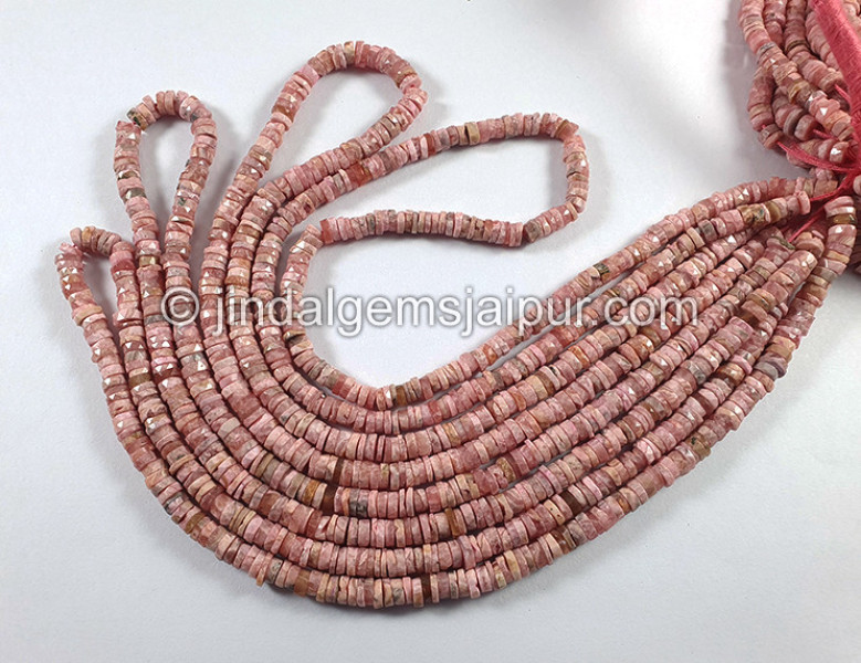 Rhodochrosite Faceted Tyre Shape Beads