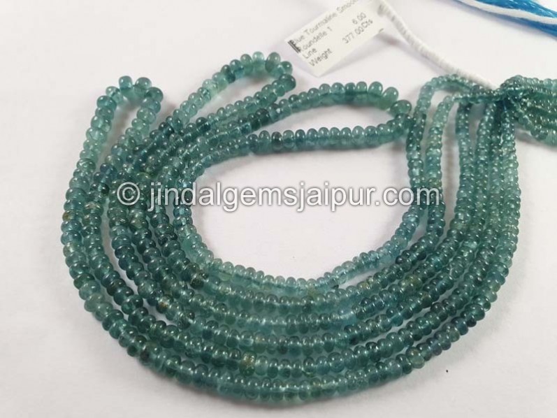 Blue Tourmaline Smooth Roundelle Beads
