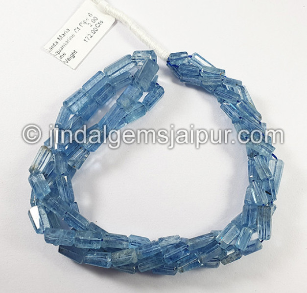 Santa Maria Aquamarine Cut Pipe Shape Beads