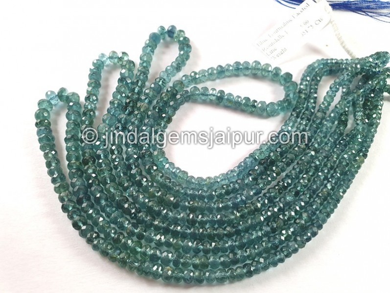 Indicolite Blue Tourmaline Faceted Roundelle Beads