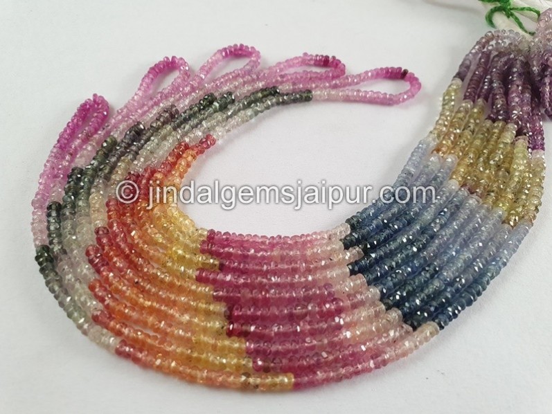 Multi Sapphire Faceted Roundelle Beads